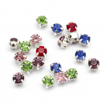 Dżety do Przyszycia w Koszyczku, Szkło i Mosiądz, Klasa A, Mix kolorów, 3.8-4x3.8-4mm, 20szt (14WB5941)