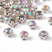 Dżety do Przyszycia w Koszyczku Szkło i Mosiądz Klasa A 3.8-4x3.8-4mm Kolor: Kryształ AB 20szt (14WB5942)