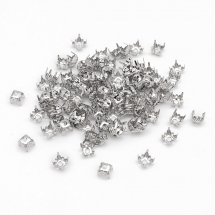 Koszyczek do Rivoli Kwadratny Mosiądz 6x6x0.25mm pod Cyrkonie 6x6mm Kolor: Platyna 100szt (14WB6232)