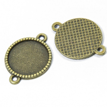 Zawieszka Łącznik pod Kaboszon Stop metalu 25x18.5x2mm Wewnątrz 16m Otwór 2mm Kolor: Brąz 10szt (14WB6219)