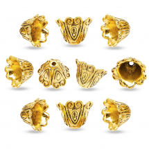 Шапочки для Бусин Металеві, Конус, Колір: Античне Золото, 15х11мм, Отвір 2мм (14WB7464)