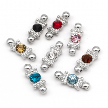 Роздільник для Намистин зі Стразами Класу А, Біжутерний сплав, Колір: Платина, Страз: Мікс, Розмір: 21х7.5х4.5мм, Отвір 2мм, (14WB7548)