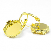 Kolczyki pod Cabochon Mosiądz Średnica Рodstawy 15mm Kolor: Złoty 4szt (14WB7512)