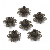 Шапочки для Бусин, Латунь, Квітка, Колір: Бронза, Розмір: 16х8мм, Отвір 1.5мм, (14WB7589)