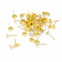 Podstawy dla Puset, Mosiądz, Złoty, 10x6mm, Szpilka 0.8mm, 50szt (14WB7592)