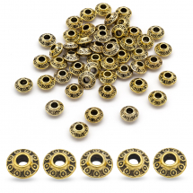 Намистини-Розділювачі Біжутерний Сплав Рондель, Античне Золото, 6.5х4мм, Отвір 2мм, (14WB7607)