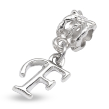 Charms Zawieszka, Litera alfabetu "F" Stop Metalowy, Platyna 24-30mm, 1szt (14WB7672)