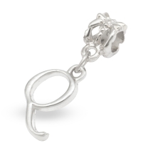 Charms Zawieszka, Litera alfabetu "Q" Stop Metalowy, Platyna 24-30mm, 1szt (14WB7684)