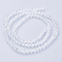 Koraliki Imitacja Austriackiego Kryształu, Szklane, Fasetowane Bicone, Bezbarwne, 4x4mm, około 80szt/30cm/nić (14WB6911)