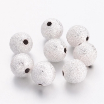 Намистини Зоряна Пил, Латунь, Круглі, Колір: Срібло, Розмір: Діаметр 10мм, Отвір 1.8мм, (14WB7277)