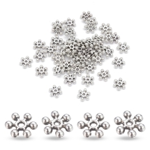 Намистини-Роздільники, Сплав, Сніжинка, Колір: Античне Срібло, Розмір: 10х2.5мм, Отвір 1.5мм, (14WB7381)