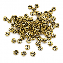 Намистини-Роздільники, Сплав, Квітка, Колір: Античне Золото, Розмір: 4.5х1.5мм, Отвір 1мм, (14WB6804)