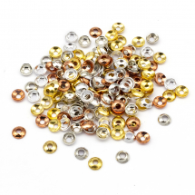 Шапочки для Бусин, Латунь, Круглі, Колір: Мікс, Розмір: 3х0.8мм, Отвір 1мм, близько 170шт / 3г, (14WB6836)