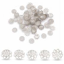 Шапочки для Бусин Залізні, Квітка, Колір: Платина, Розмір: 10х4мм, Отвір 1мм, (14WB7416)