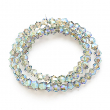 Намистини Гальваніка Скляні Біконус, Сірі, 4х4.5мм, Отвір 1мм, близько 90шт/44см/нитка, (14WB7035)