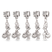 Шарми Євронамистини з Кулоном, Дівчинка, Метал, Колір: Античне срібло, Розмір: 33мм, Отвір 5мм, (14WB8127)