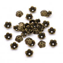 Шапочки для Бусин Металеві, Квітка, Колір: Бронза, Розмір: 10х10х3мм, Отвір 1.5мм, (14WB7993)