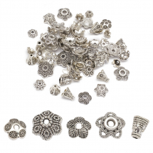 Stożek Nakładki na Koraliki, Tybetański Styl, Styl Mieszany, Stop, Antyczne Srebro, 5~30x3~12mm, 38szt/20g (14WB6826)