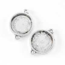 Zawieszka Łącznik pod Kaboszon Stop Metalu 26x19x3.5mm Wewnątrz 15mm Otwór 2mm Kolor: Antyczne Srebro 5szt (14WB7482)