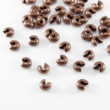 Намистини Кришки крімп з Заліза, Оболонки для затискних Бусин стопери, Колір: Мідь, 5мм, Отвір 1.5 ~ 1.8мм, (14WB7507)