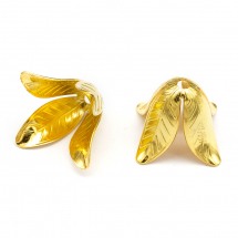 Конус для Бусин, Латунь, Квітка, Колір: Золото, Розмір: 17x22мм, Отвір 2.5мм, (14WB8449)