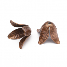 Конус для Бусин, Латунь, Квітка, Колір: Мідь, Розмір: 17x22мм, Отвір 2.5мм, (14WB8454)