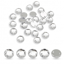 Dżety do Przyszycia Akrylowe, Okrągłe, Przezroczysty, 2 Otwory, 8x3mm, 30szt (14WB8611)