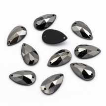Dżety do Przyszycia, Akryl, Kropla, Ciemnoszary, 16x10x4mm, 10szt (14WB8627)