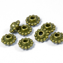 Намистини-Роздільники Металеві, Квітка, Колір: Бронза, Розмір: 9х5мм, Отвір 2 мм, (14WB8586)