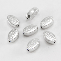 Намистини Металеві, Love, Овал, Колір: Платина, Розмір: 10х6х4мм, Отвір: 1мм, (14WB8604)