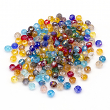 Koraliki Szklane, Galwanizacja, AB-Kolor, Fasetowany Rondel, Mix, 4x3mm, 200szt, (14WB9573)
