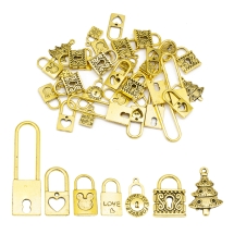 Zawieszka Stop Metalowy 18-49.5x10x17x1-5mm Otwór 1-29x2-9mm Kolor: Antyczne Złoto około 35szt/100g (14WB8702)