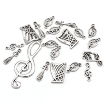 Zawieszka Stop Metalowy 15-35x5.5-15x2-6mm Otwór 1-2mm Kolor: Antyczne Srebro około 16szt/20g (14WB8714)