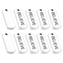 Zawieszka BELIEVE Stop Metalowy 21x8x2mm Otwór 2mm Kolor: Antyczne Srebro 10szt (14WB8796)