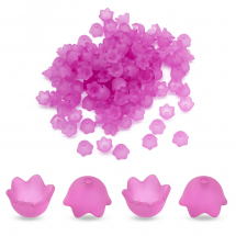 Намистини Акрил Матові, Прозорі, Квітка, Колір: Фуксія, Розмір: 10х6мм, Отвір 1.5мм, близько 95шт / 25г, (14WB9634)