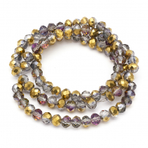 Koraliki Szklane Galwanizacja Fasetowane, 6x4mm 100szt/46cm/sznur (14WB9216)