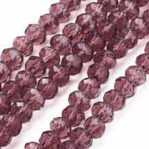 Намистини Скляні, Рондель, прозорі, Колір: Коричнево-рожевий, Розмір: Діаметр: 4 мм, Товщина: 3 мм, Отвір 1мм, 145шт / 46см / нитка (14WB9506)