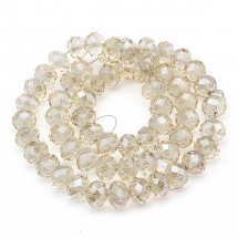 Намистини Австрійський Кришталь, Імітація, Скло Грановані, Прозорі, Рондель, Колір: Бежевий, Розмір: 14х10мм, Отв-тя 1мм, близько 60шт / 60см / нитка, (14WB9629)