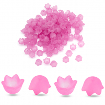 Намистини Акрил Матові, Прозорі, Квітка, Колір: Рожевий, Розмір: 10х6мм, Отвір 1.5мм, близько 95шт / 25г, (14WB9631)