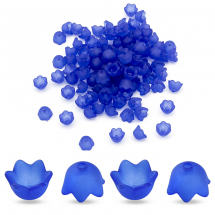 Намистини Акрил Матові, Прозорі, Квітка, Колір: Синій, Розмір: 10х6мм, Отвір 1.5мм, близько 95шт / 25г, (14WB9633)