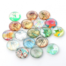 Кабошони Скляні, Круглі, Колір: Мікс, Розмір: Діаметр 25мм, Товщина 7 мм, (14WB9402)