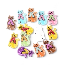 Guziki Drewniane Kot 30x19x2mm Kolor: Mix Kolorów 10szt (14WB9599)