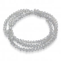 Koraliki Galwanizowane Szkło, Fasetowane, Rondelle, Szary, 4x3mm, Otwór: 1mm, około 150szt / 45cm (14WB9308)