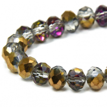 Koraliki Szklane Galwanizacja Fasetowane, 6x4mm 100szt/46cm/sznur (14WB9189)