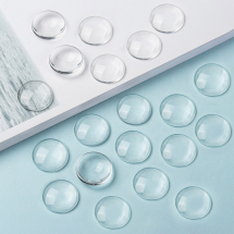 Kaboszony Szklane do Rękodzieła i Biżuterii, Okrągłe, Bezbarwne, 12x4mm, 20 szt (14WB9413)