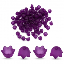 Намистини Акрил Матові, Прозорі, Квітка, Колір: Фіолетовий, Розмір: 10х6мм, Отвір 1.5мм, близько 95шт / 25г, (14WB9632)