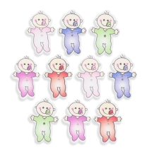 Guziki Drewniane Niemowlę 39x26x2mm Kolor: Mix Kolorów 10szt (14WB9604)