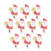 Guziki Drewniane Święty Mikołaj 33x23x2.5mm Kolor: Mix Kolorów 10szt (14WB9609)