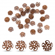 Шапочки для Бусин Залізні, Квітка, Колір: Мідь, Розмір: 10х4мм, Отвір 1мм, (13WB11003)