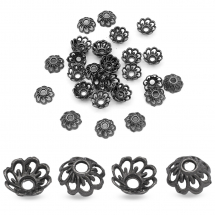 Шапочки для Бусин Металеві, Квітка, Колір: Збройна Сталь, Розмір: 9х4мм, Отвір 2мм, (13WB11006)
